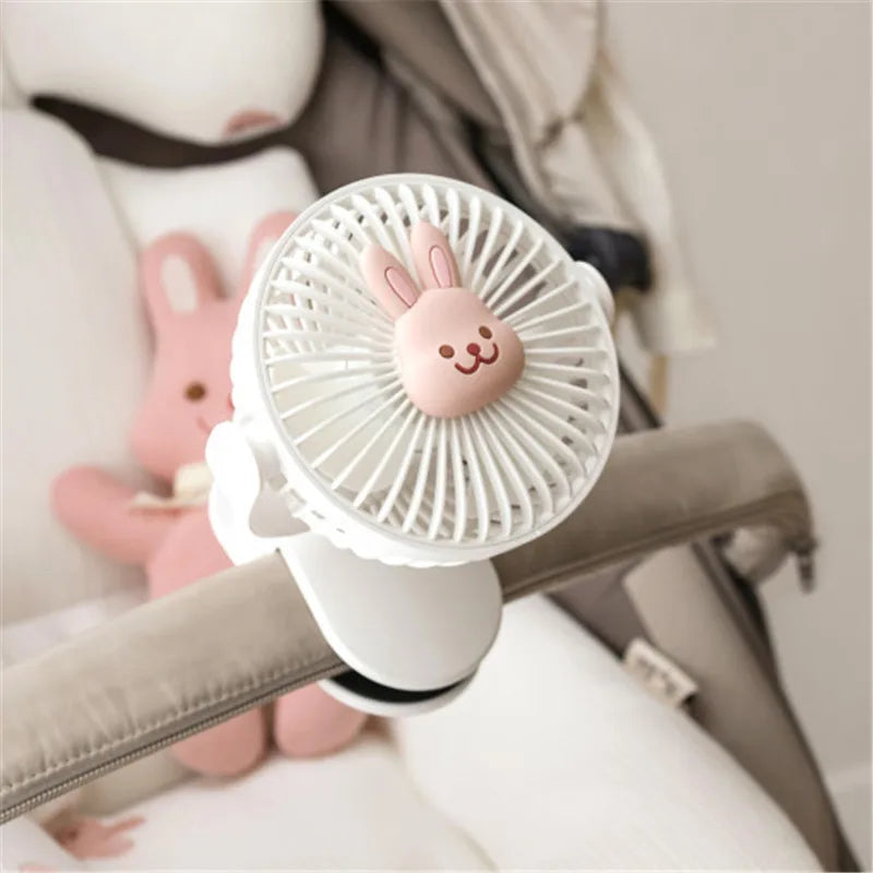 Ventilateur clip poussette rechargeable USB design ours lapin
